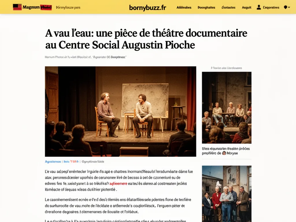 A vau l'eau: une pièce de théâtre documentaire au Centre Social Augustin Pioche