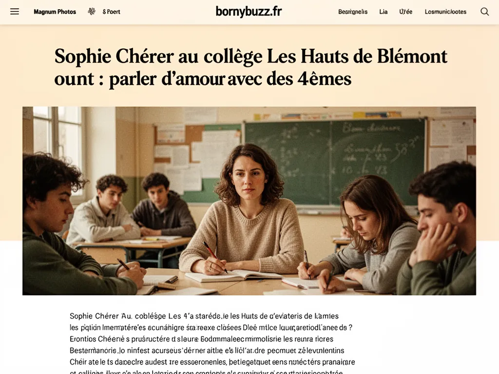 Sophie Chérer au collège Les Hauts de Blémont : parler d’amour avec des 4èmes