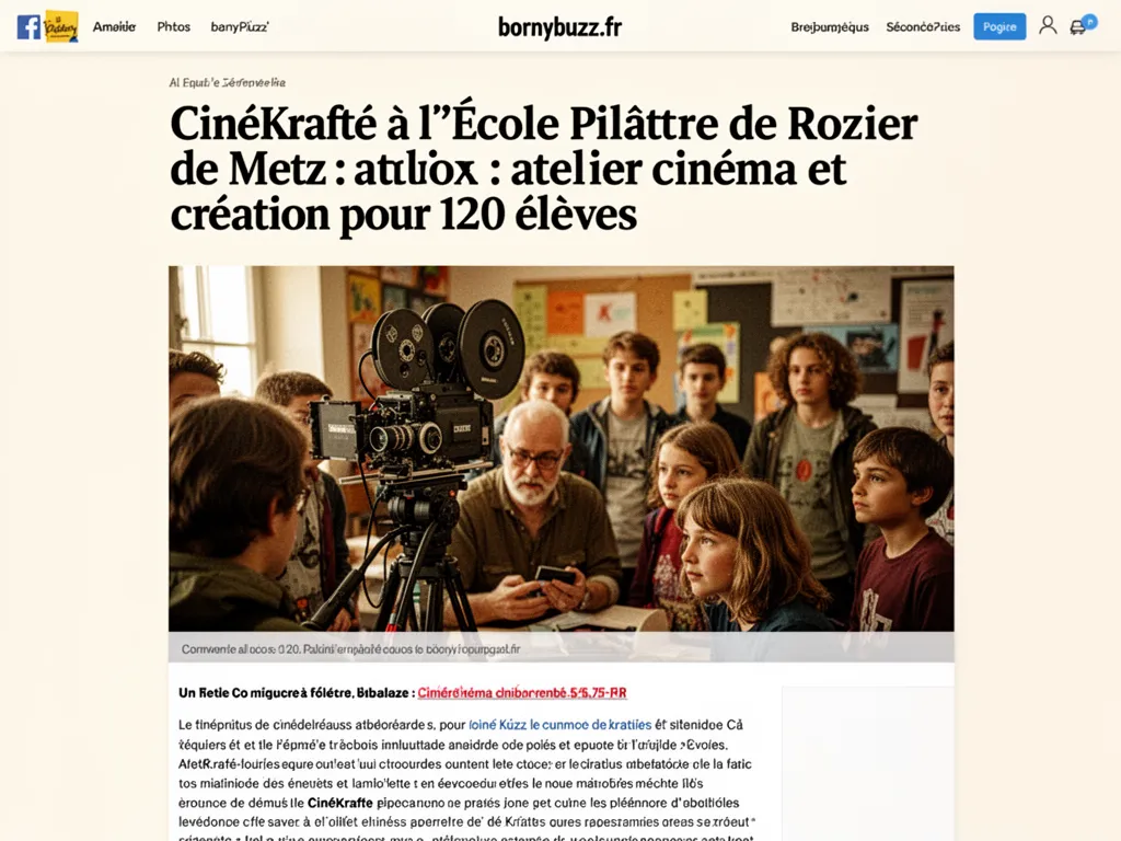 CinéKrafté à l'École Pilâtre de Rozier de Metz : atelier cinéma et création pour 120 élèves