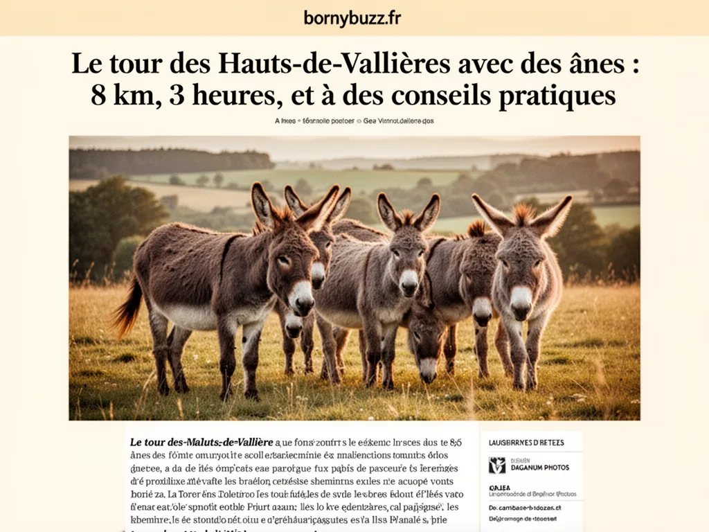 Le tour des Hauts-de-Vallières avec des ânes : 8 km, 3 heures, et des conseils pratiques