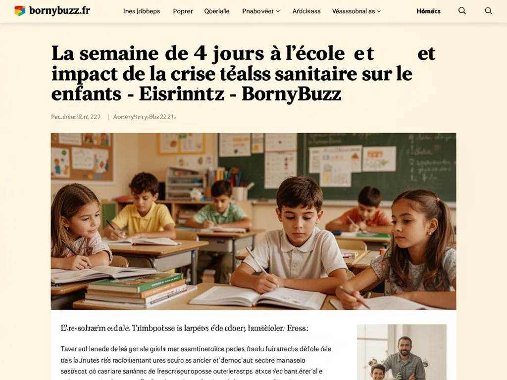 La semaine de 4 jours à l'école et l'impact de la crise sanitaire sur les enfants - BornyBuzz