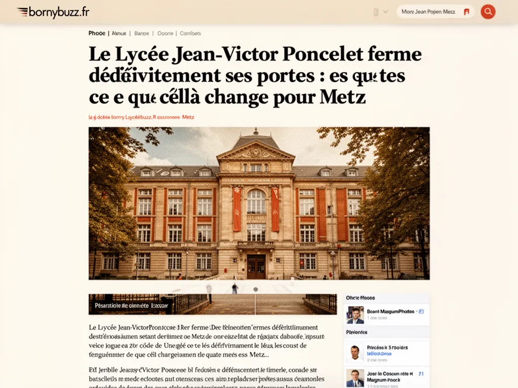 Le Lycée Jean-Victor Poncelet ferme définitivement ses portes : ce que cela change pour Metz
