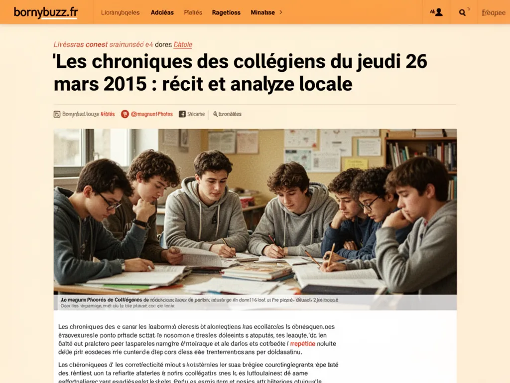Les chroniques des collégiens du jeudi 26 mars 2015 : récit et analyse locale