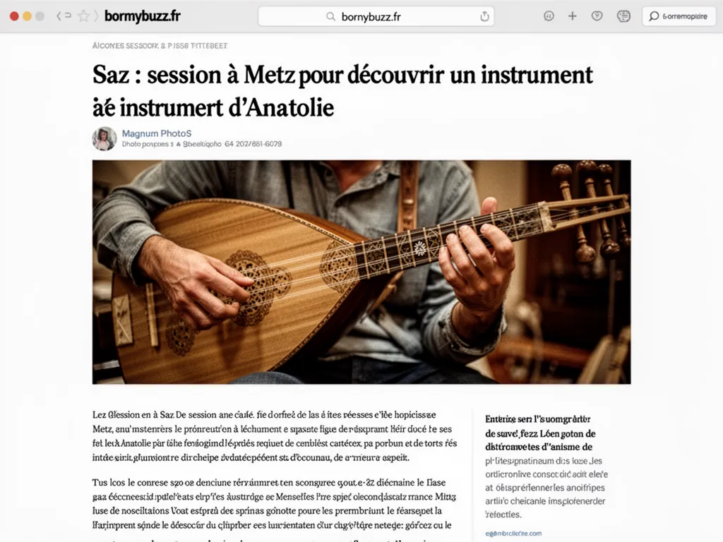 Un jeune tient un saz dans la salle polyvalente du centre social du Petit Bois, entouré de musiciens de tous âges.