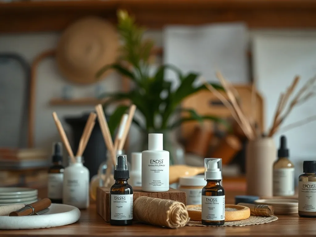 Femme appliquant un soin naturel sur son visage avec des ingrédients frais comme l'avocat et l'huile d'argan sur une table